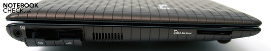Linke Seite: 1 USB, Mini-Displayport, 2-in-1 Kartenleser (SD (SDHC), MMC)