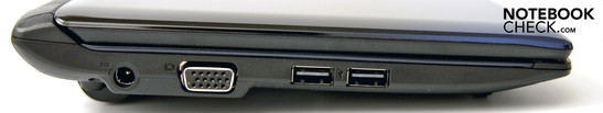 Linke Seite: 2 USB, VGA, Stromanschluss