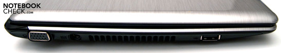 Linke Seite: 1x USB 2.0, VGA, Stromanschluss