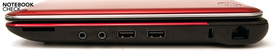 Rechte Seite: 2 USB, Audioanschlüsse (Kopfhörerausgang, Mikrofoneingang), Kensington Lock, 4-in-1 Kartenleser, RJ-45