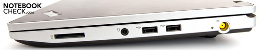Rechte Seite: 5-in-1 Kartenleser, Audioeingang/-ausgang, 2 USB 2.0, Stromanschluss