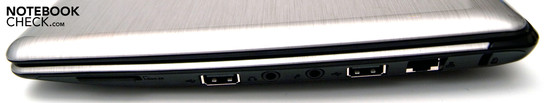 Rechte Seite: 2x USB 2.0, 2-in-1-Kartenleser, Audioanschlüsse, RJ-45, Kensington
