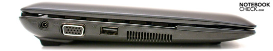 Linke Seite: Stromanschluss, VGA, 1x USB 2.0