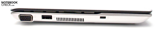 Linke Seite: VGA, USB 2.0, Kensington Lock