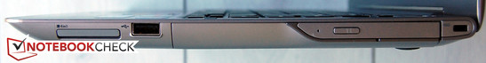 Rechte Seite: Kensington Lock, DVD-RW, USB 2.0, Cardreader