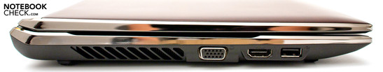 Linke Seite: Luftauslass, VGA, HDMI, USB 2.0