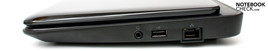 Rechte Seite: Kopfhörerausgang, USB 2.0, RJ-45