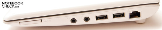 Rechte Seite: Kartenlesegerät, Kopfhörerausgang, Mikrofoneingang, 2x USB, Netzwerkanschluss