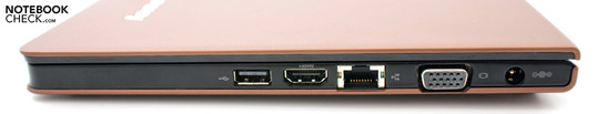Rechte Seite: USB 2.0, HDMI, RJ-45, VGA, Stromanschluss