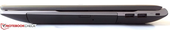 Rechte Seite: Optisches Laufwerk, 2x USB 2,0, Kensington Lock