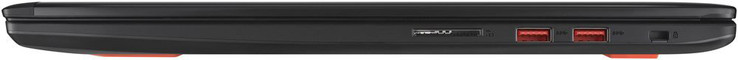 rechte Seite: Speicherkartenleser (SD), 2x USB 3.0 (Type A), Steckplatz für ein Kensington Schloss