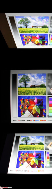 ASUS VivoBook U38N-C4004H: Die Blickwinkel sind sehr weit, die Farben zu warm - was wir aber als angenehm empfinden.