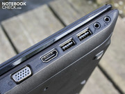 Das Display verhindert die Anbringung von Anschlüssen auf der Rückseite. Deshalb ballen sich alle Ports auf der linken und rechten Seite.