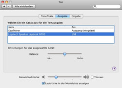 Lautsprecher in den Mac OS X Systemeinstellungen