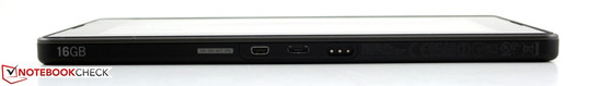 Unterseite: Micro HDMI, Micro USB, 3-Pin für Ladestation (Rapid Charging Pod)