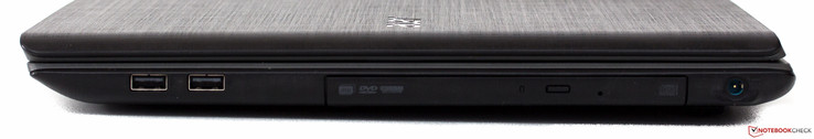 rechte Seite: 2x USB 2.0, DVD, Strom