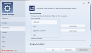 Mit Hilfe des Tools System Settings können einige BIOS-Einstellungen geändert werden, die beim nächsten Comuterstart wirksam werden.