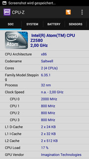CPU-Z offenbart eine Intel Atom CPU aus der Saltwell-Baureihe.