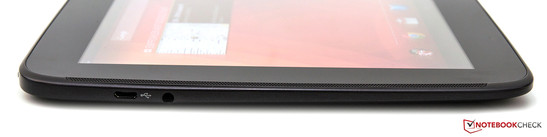 Linke Seite: Micro-USB, 3,5mm-Stereo-Klinke (Audio)