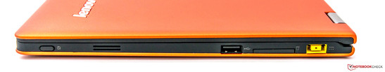Rechte Seite: Rotation-Lock, USB 2.0, Kartenleser, Stromanschluss