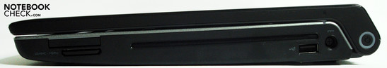 Rechte Seite: Cardreader, ExpressCard/34, Slot-In DVD-Brenner, USB, Netzanschluss