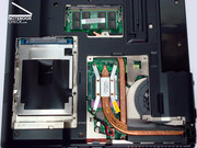 v.l.n.r.: Festplatte, RAM und CPU mit Kühlsystem