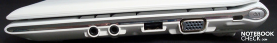 Rechts: Audio, USB, VGA, Kensington-Lock, Ein-/Aus-Schalter