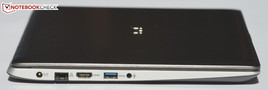 linke Seite: Power, Ethernet, HDMI, USB 3.0, Kopfhörer-Mikrofon-Kombi