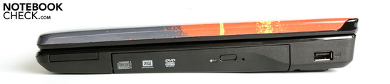 Rechte Seite: ExpressCard34, DVD-Laufwerk, USB