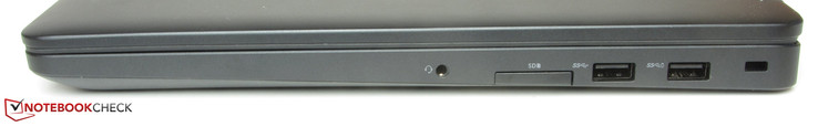 rechte Seite: Audiokombo, Speicherkartenleser, 2x USB 3.0, Steckplatz für ein Kabelschloss