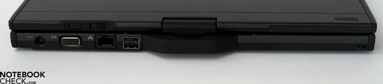 Rückseite: Netzanschluss, VGA, LAN, powered USB