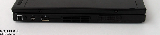 linke Seite: Stift, Firewire, USB, Lüfter