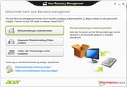 Die Recovery Management Software ermöglicht die Sicherung bzw. Wiederherstellung des Systems, der Treiber und der Anwendungen.
