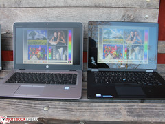 Die Reflexionen stören draußen deutlich.