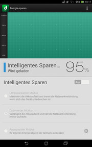 Die Energiespar-Optionen verhelfen dem Tablet zu ansehnlichen Laufzeiten.