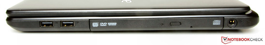 rechte Seite: 2x USB 2.0, DVD-Brenner, Netzanschluss