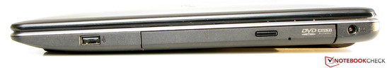 Rechte Seite: USB 2.0, DVD-Brenner, Netzanschluss