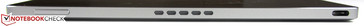 links: Lautstärkewippe, Lautsprecher, USB-Typ-C-Anschluss