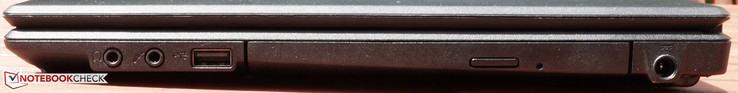 rechte Seite: Audiocombo, USB 2.0-Port, DVD-Multinorm-Brenner, Netzanschluss