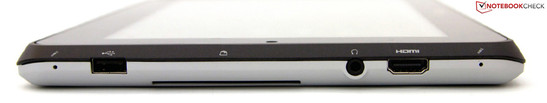 Linke Seite: USB 2.0, SmartCard, Kopfhörerausang, HDMI, 2x Mikrofon