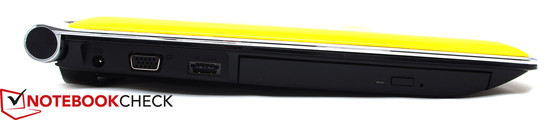 linke Seite: Blu-ray-Laufwerk, 1x eSATA/USB 2.0, 1x VGA & 1x Stromanschluss