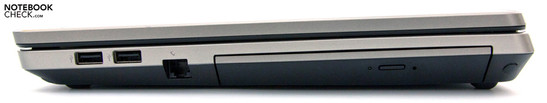 Rechte Seite: 2x USB 2.0, RJ-11, DVD-Laufwerk