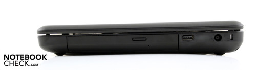 Rechte Seite: DVD-Laufwerk, USB 2.0, AC, Kensington