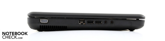 Linke Seite: VGA, Ethernet, 2 x USB 2.0, Kopfhörer, Mikrofon