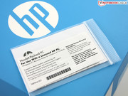 HP empfiehlt, die Speicherkarte sorgfältig in diesem Tütchen aufzuheben.