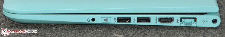 Rechte Seite: Audiokombo, Windows-Taste, 2x USB 3.0, HDMI, Fast-Ethernet, Netzanschluss