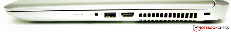 rechte Seite: Audio-Kombo, USB 3.0, HDMI, Steckplatz für ein Kensington Schloss