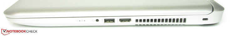 Rechte Seite: Audio-Kombo, USB 3.0, HDMI, Steckplatz für ein Kensington Schloss