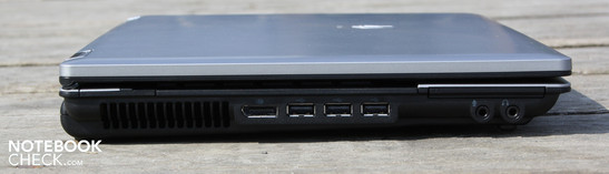 Linke Seite: DisplayPort, 3 x USB, ExpressCard54, Audio