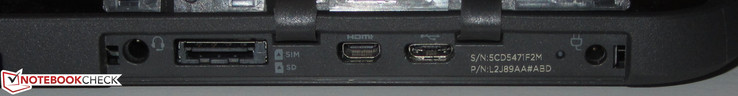 Audio-Kombo, SIM-Karten-Steckplatz/MicroSD-Kartenleser, Micro-HDMI, Micro-USB, Netzanschluss